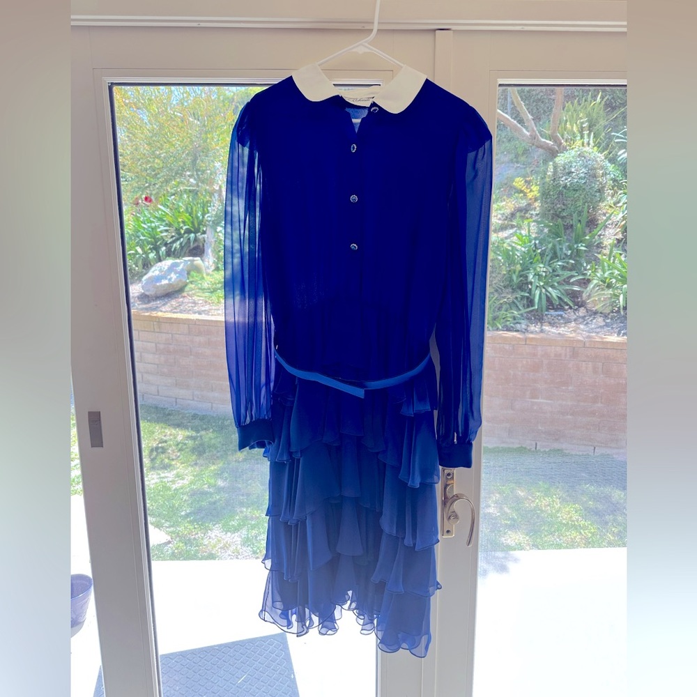 Hill Richards Vintage Chiffon dress royal blue